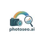 Logo of PhotoSEO.ai showcasing photography and analytics