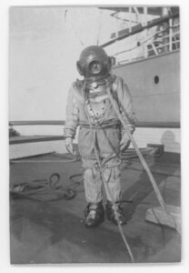 1904 diver on the Cable Ship Cambria